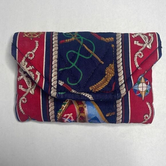 RARE 90s Vera Bradley Spring 1994 Regatta Print Quilted Coin Purse - Picture 1 of 8